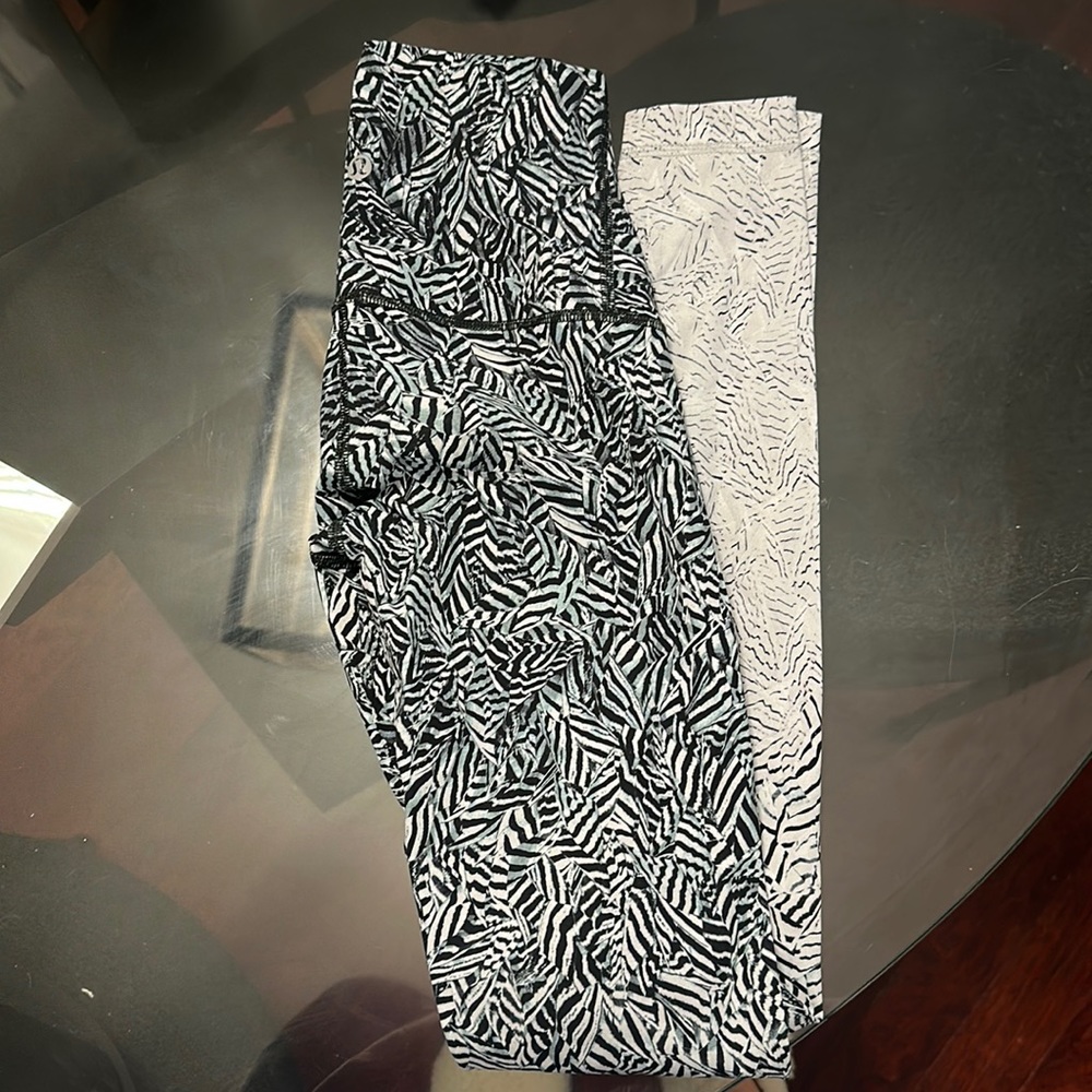 Lululemon leggings blue to white ombré with print